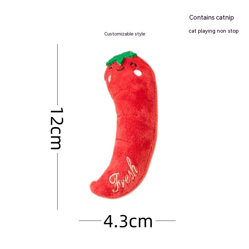 KFX-8863549 Plush Catnip Toy Set with Bite-Resistant and Scratch-Resistant Features - Includes Chili, Eggplant, Zucchini, Corn, and Carrot