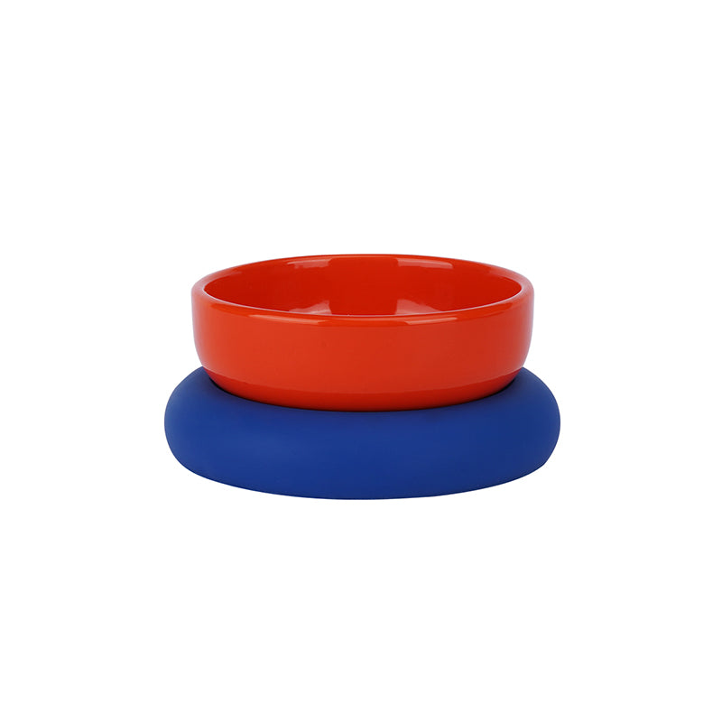 KFX-8864061 Ceramic and Silicone Pet Bowl for Cats - Fun and Colorful Food & Water Dish