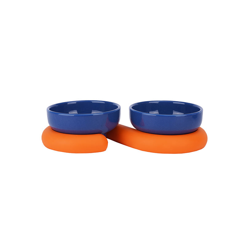KFX-8864061 Ceramic and Silicone Pet Bowl for Cats - Fun and Colorful Food & Water Dish