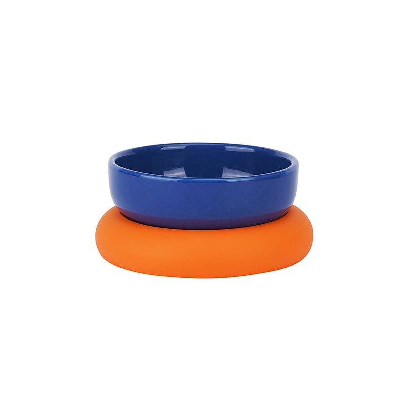 KFX-8864061 Ceramic and Silicone Pet Bowl for Cats - Fun and Colorful Food & Water Dish