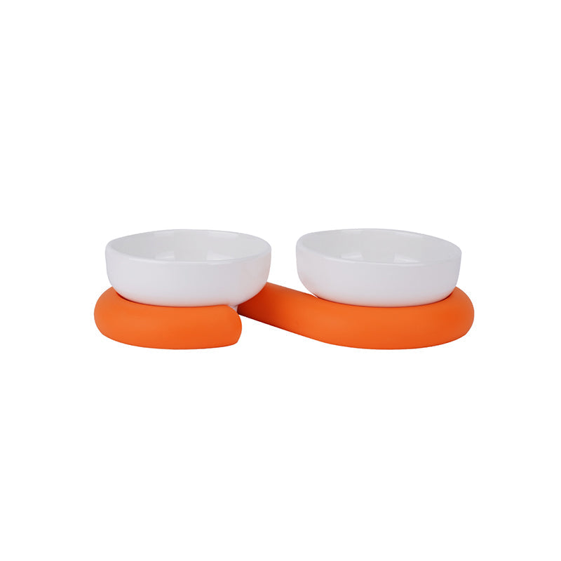 KFX-8864061 Ceramic and Silicone Pet Bowl for Cats - Fun and Colorful Food & Water Dish