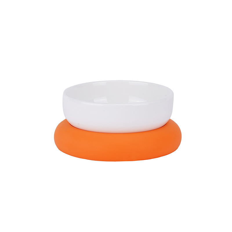 KFX-8864061 Ceramic and Silicone Pet Bowl for Cats - Fun and Colorful Food & Water Dish