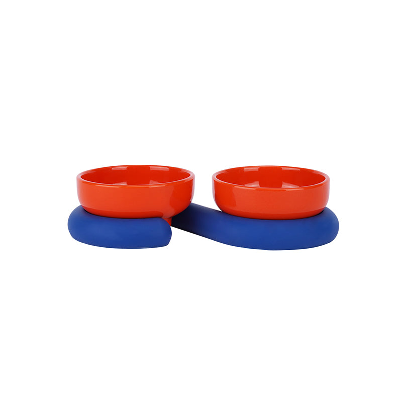 KFX-8864061 Ceramic and Silicone Pet Bowl for Cats - Fun and Colorful Food & Water Dish