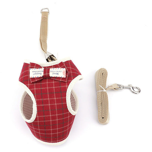 KFX-8864445 Adjustable Dog Chest Strap - Breathable Mesh Pet Vest with Leash in Various Colors
