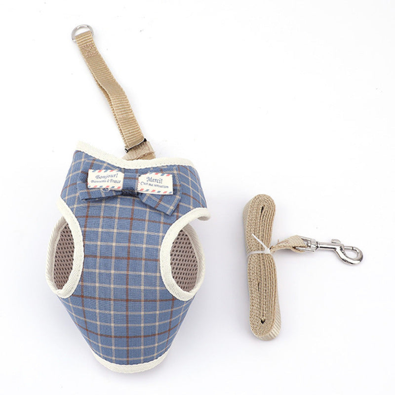 KFX-8864445 Adjustable Dog Chest Strap - Breathable Mesh Pet Vest with Leash in Various Colors