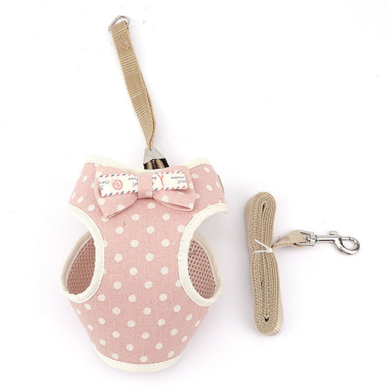KFX-8864445 Adjustable Dog Chest Strap - Breathable Mesh Pet Vest with Leash in Various Colors