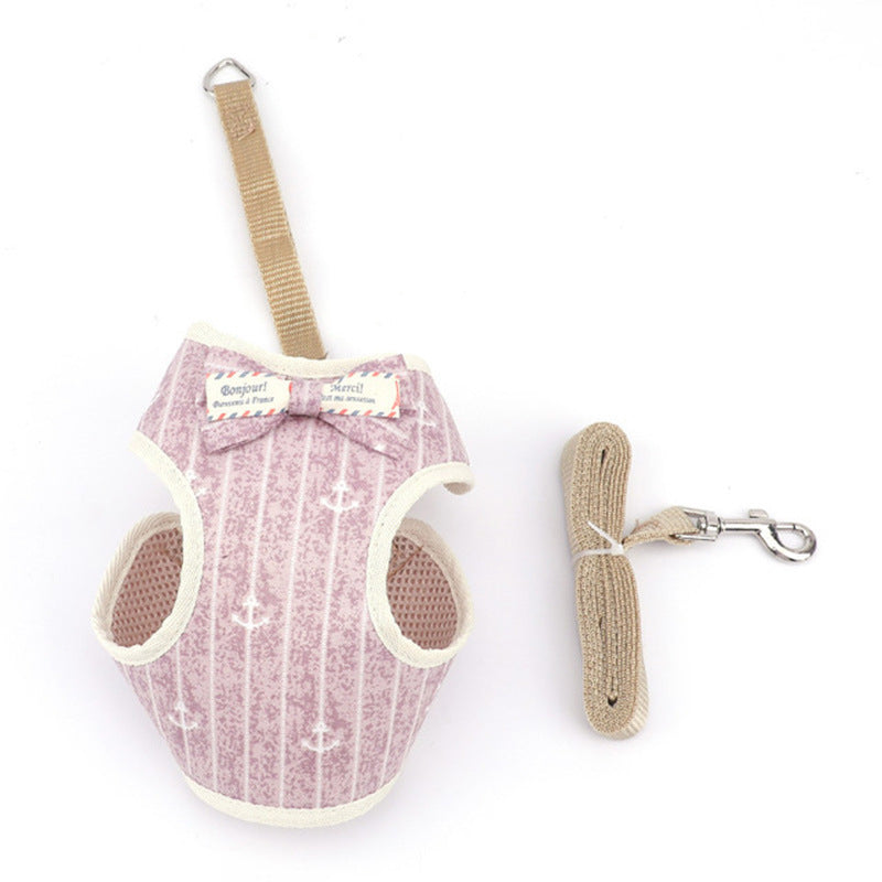 KFX-8864445 Adjustable Dog Chest Strap - Breathable Mesh Pet Vest with Leash in Various Colors