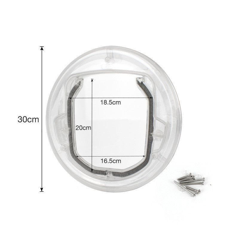 KFX-8867133 Transparent Plastic Cat and Puppy Door with Rotary Switch and 4 Locking Channels - Indoor Use