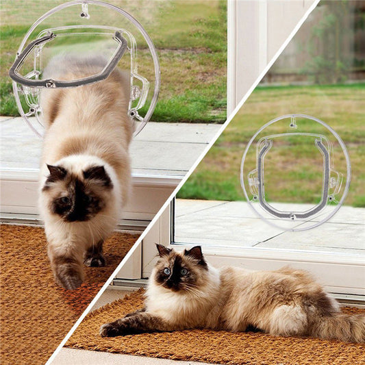 KFX-8867133 Transparent Plastic Cat and Puppy Door with Rotary Switch and 4 Locking Channels - Indoor Use