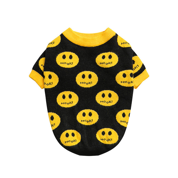 KFX-8867645 Casual Wool Sweater for Dogs and Cats - MK9 Smile Design in Black, Multiple Sizes Available
