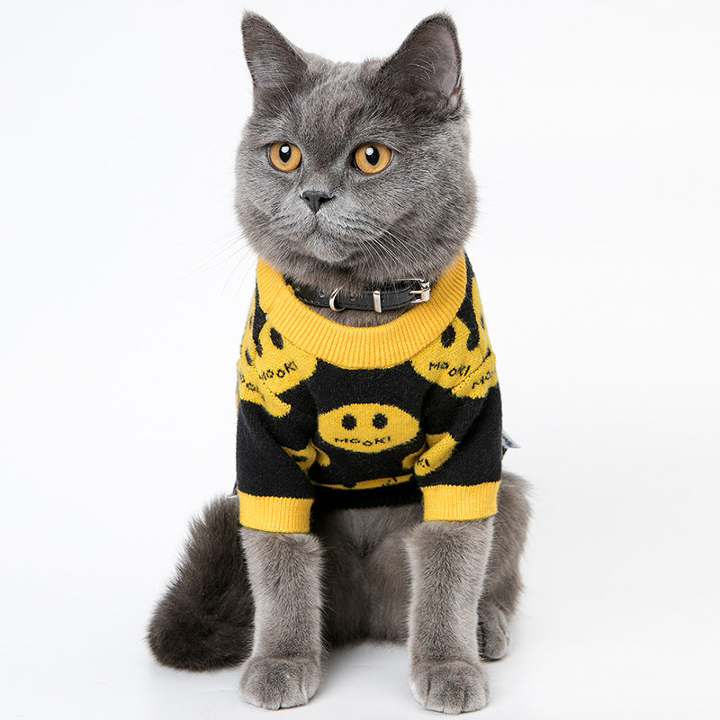KFX-8867645 Casual Wool Sweater for Dogs and Cats - MK9 Smile Design in Black, Multiple Sizes Available