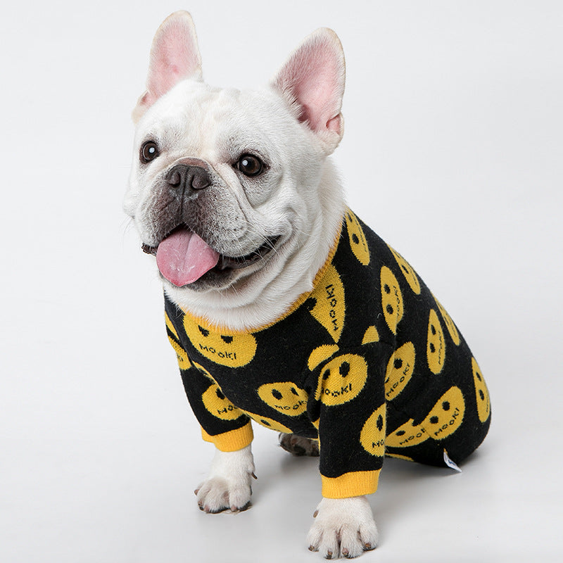 KFX-8867645 Casual Wool Sweater for Dogs and Cats - MK9 Smile Design in Black, Multiple Sizes Available