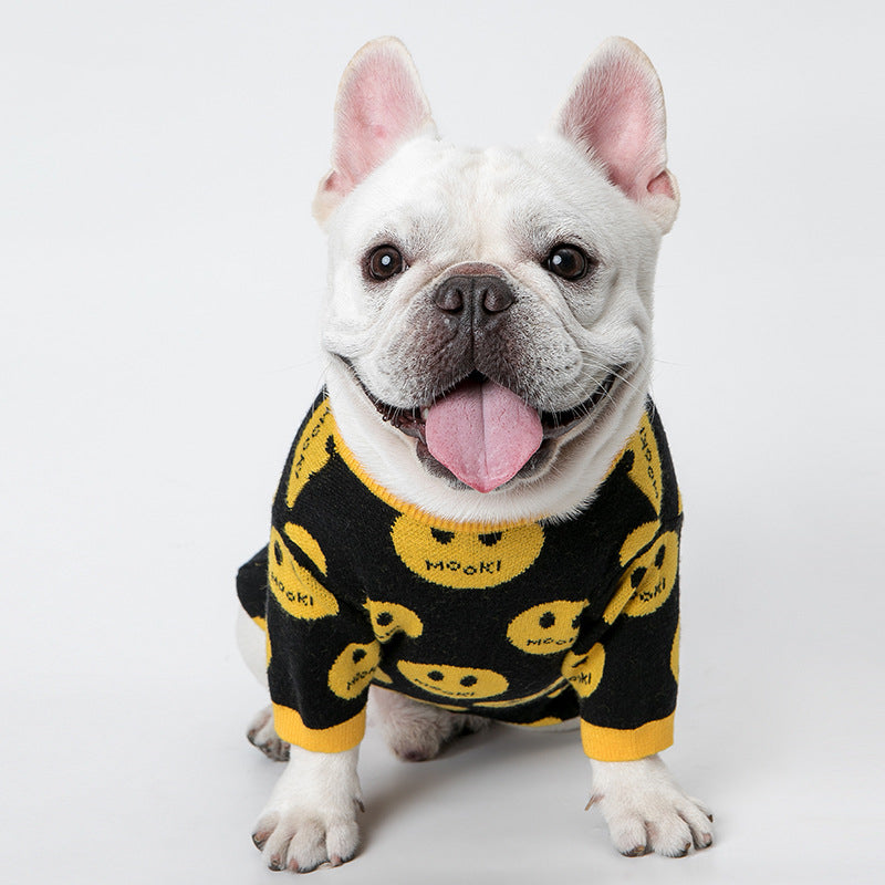 KFX-8867645 Casual Wool Sweater for Dogs and Cats - MK9 Smile Design in Black, Multiple Sizes Available