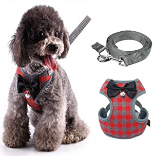 KFX-8868925 Plaid Pet Vest Harness with Leash for Small Dogs, Available in S, M, L Sizes