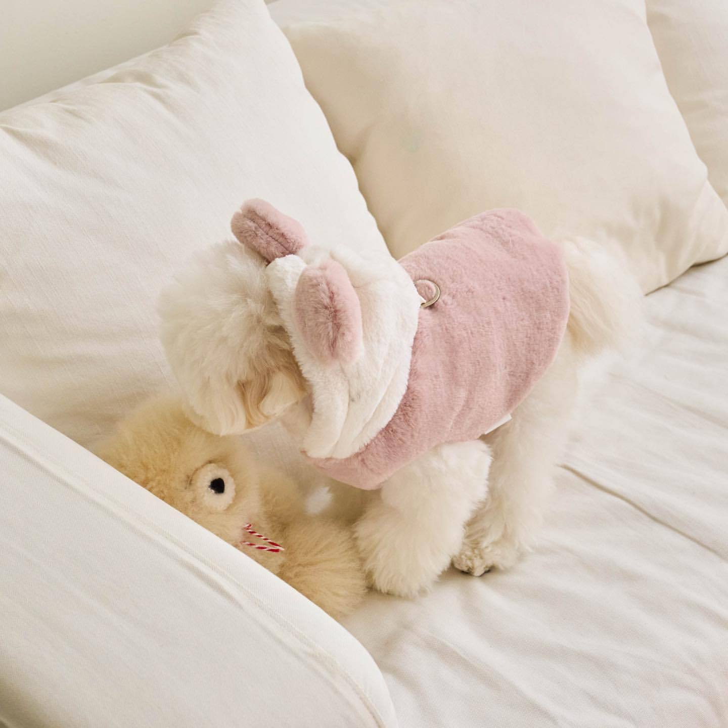 KFX-8869309 Cozy Polyester Dog and Cat Coat in Light Pink and Light Brown Sizes XS-XL
