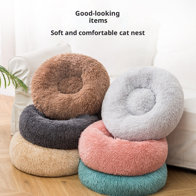 KFX-8869693 Plush Winter Warm Cat & Dog Bed - Cozy Fabric Pet Bed, Various Sizes & Colors