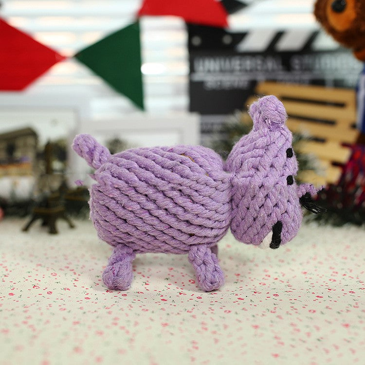 KFX-8870461 Cotton Rope Animal Chew Toy for Dogs - Giraffe, Hippo, Elephant, Duck, Bear, Tiger, Turtle, Alligator, Lion, Squirrel, Octopus, Dinosaur