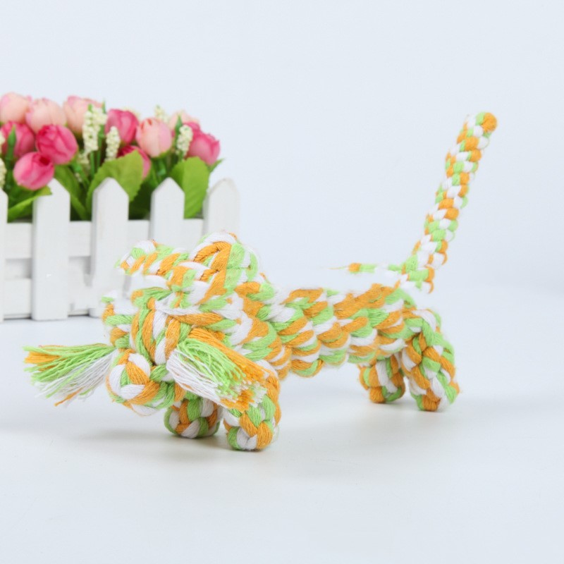 KFX-8870461 Cotton Rope Animal Chew Toy for Dogs - Giraffe, Hippo, Elephant, Duck, Bear, Tiger, Turtle, Alligator, Lion, Squirrel, Octopus, Dinosaur