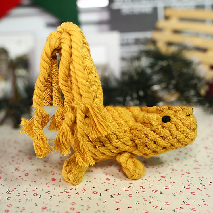 KFX-8870461 Cotton Rope Animal Chew Toy for Dogs - Giraffe, Hippo, Elephant, Duck, Bear, Tiger, Turtle, Alligator, Lion, Squirrel, Octopus, Dinosaur