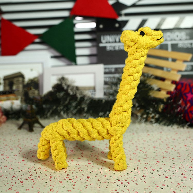 KFX-8870461 Cotton Rope Animal Chew Toy for Dogs - Giraffe, Hippo, Elephant, Duck, Bear, Tiger, Turtle, Alligator, Lion, Squirrel, Octopus, Dinosaur