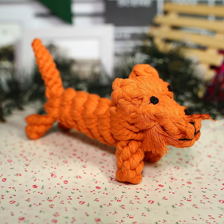 KFX-8870461 Cotton Rope Animal Chew Toy for Dogs - Giraffe, Hippo, Elephant, Duck, Bear, Tiger, Turtle, Alligator, Lion, Squirrel, Octopus, Dinosaur