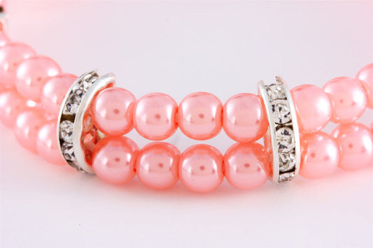 KFX-8871613 Elegant Two Row Pearl Necklace with Elastic in Various Colors for Pets