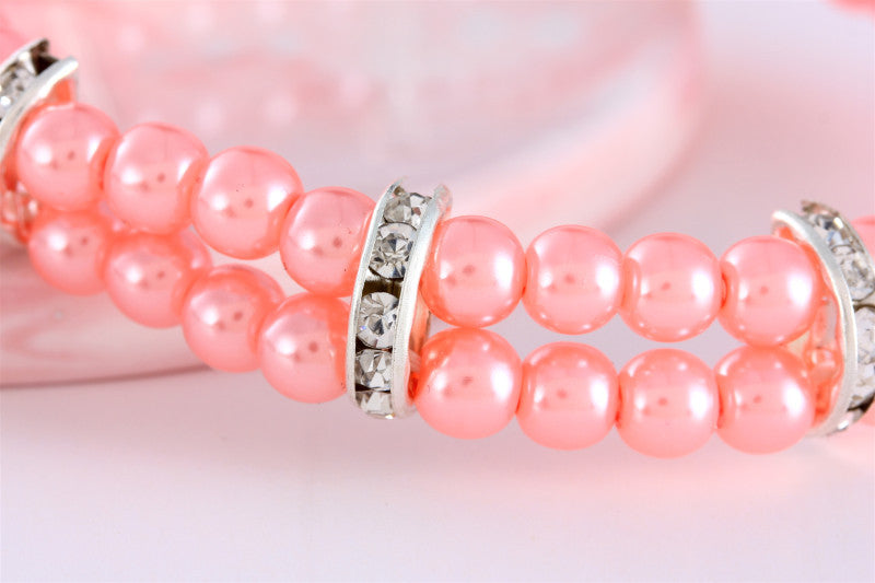 KFX-8871613 Elegant Two Row Pearl Necklace with Elastic in Various Colors for Pets