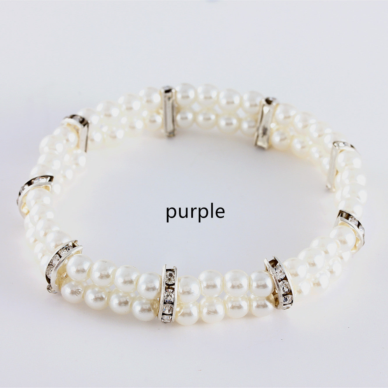 KFX-8871613 Elegant Two Row Pearl Necklace with Elastic in Various Colors for Pets