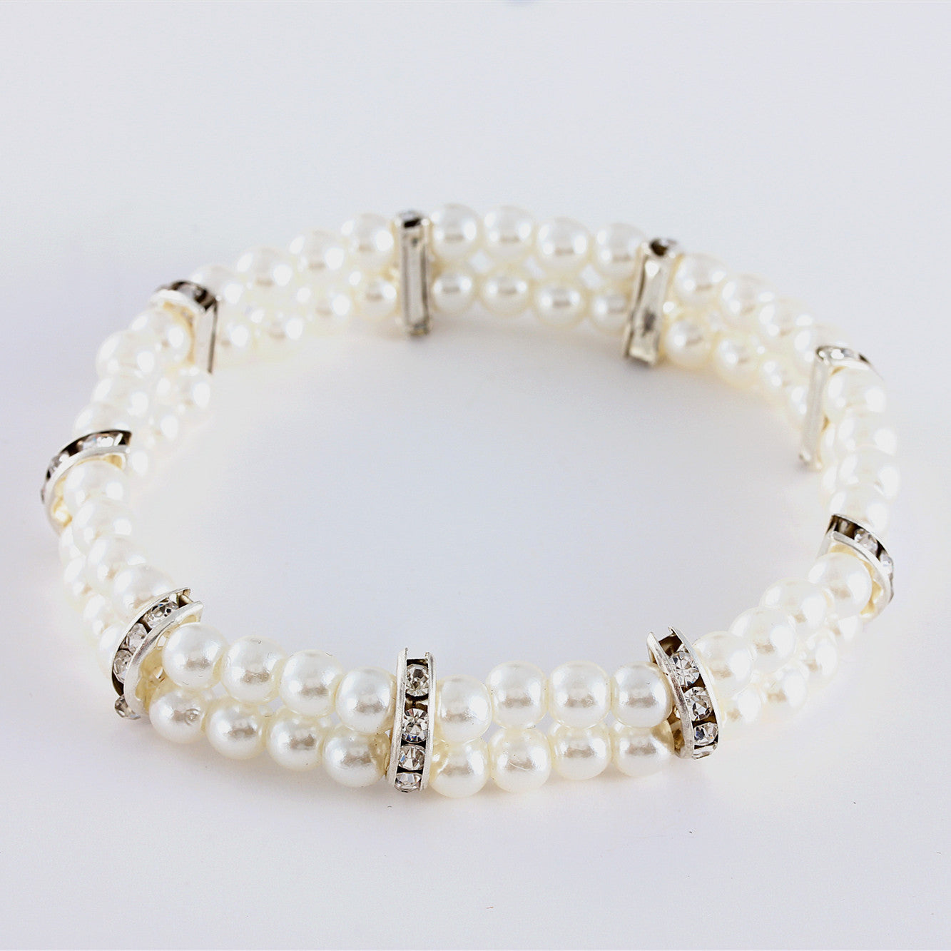 KFX-8871613 Elegant Two Row Pearl Necklace with Elastic in Various Colors for Pets