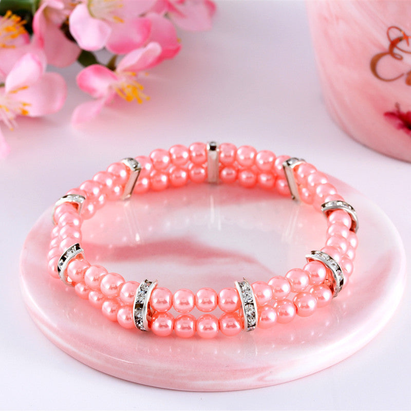 KFX-8871613 Elegant Two Row Pearl Necklace with Elastic in Various Colors for Pets