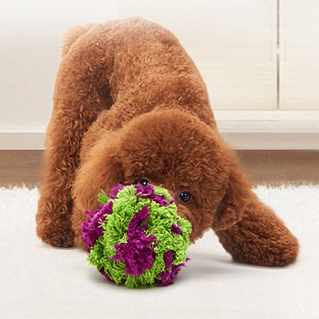 KFX-8872893 Plush Interactive Dog Teething Ball for Chewing and Cleaning Teeth, 15cm Diameter