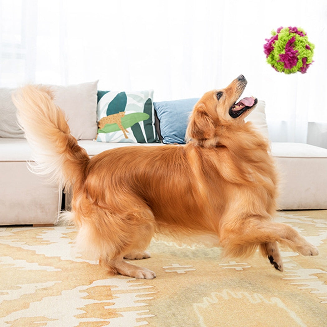 KFX-8872893 Plush Interactive Dog Teething Ball for Chewing and Cleaning Teeth, 15cm Diameter