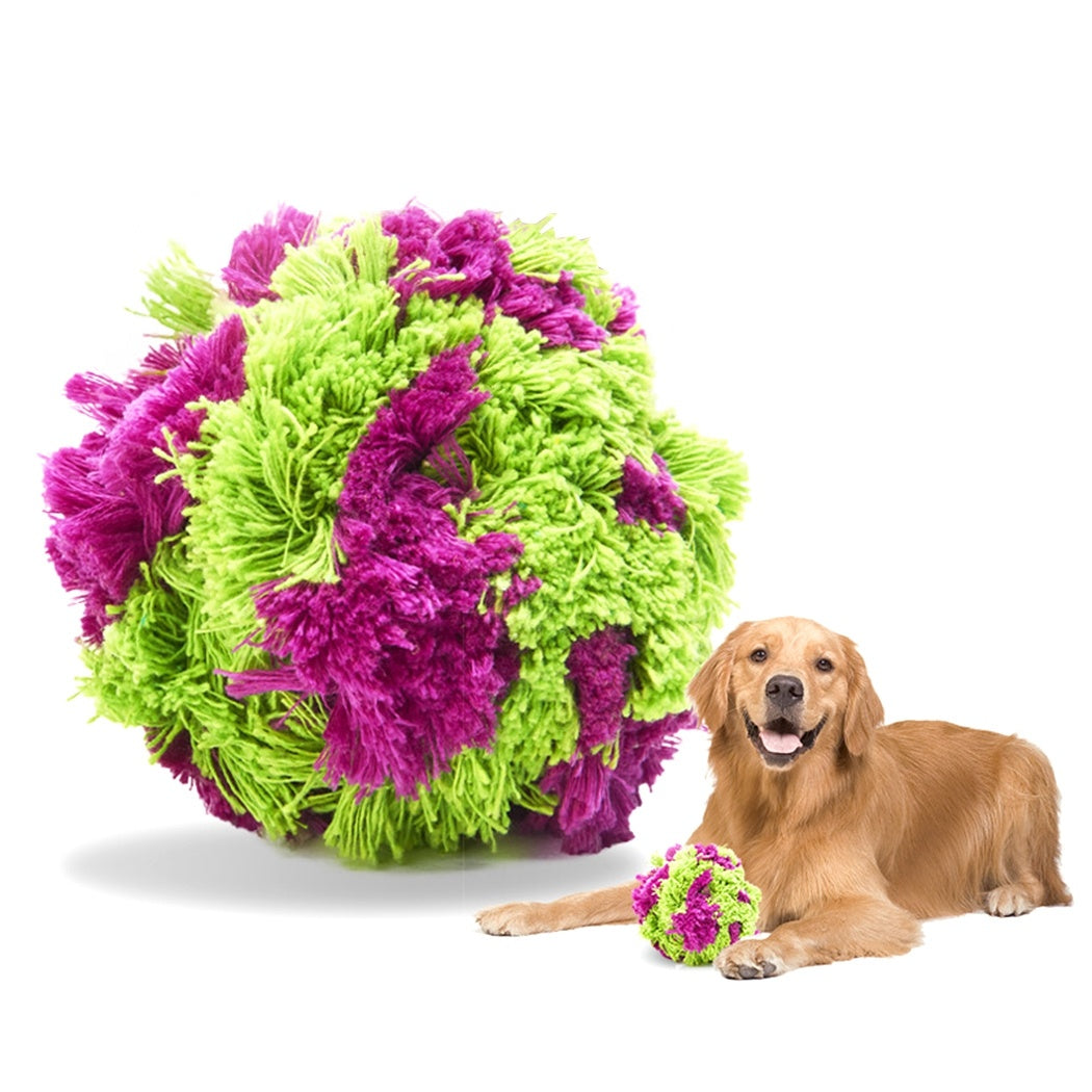 KFX-8872893 Plush Interactive Dog Teething Ball for Chewing and Cleaning Teeth, 15cm Diameter