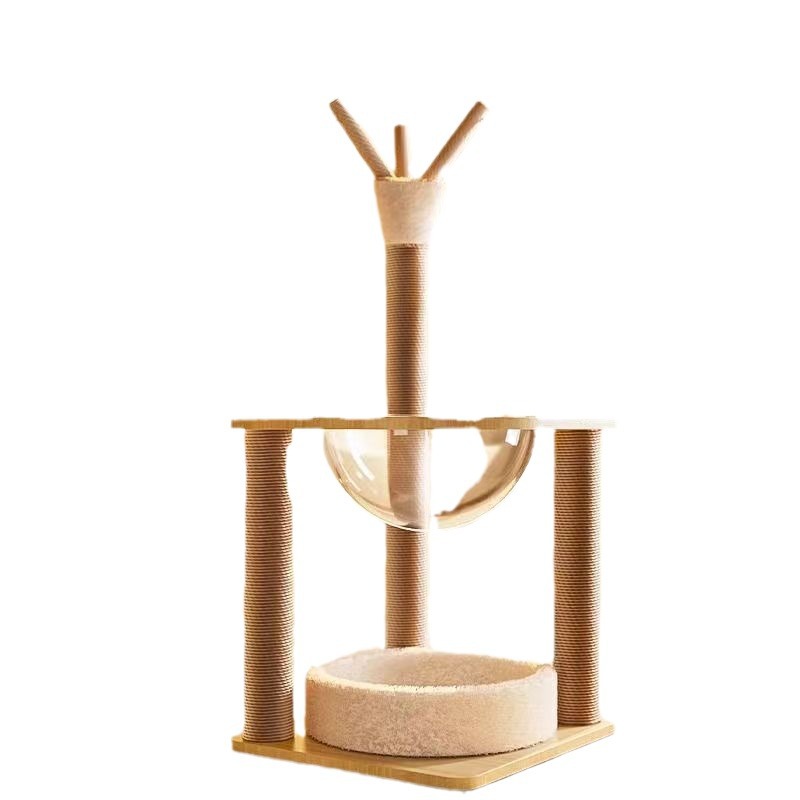 KFX-8873661 Luxury Wooden Cat Climbing Frame with Integrated Space Capsule Design