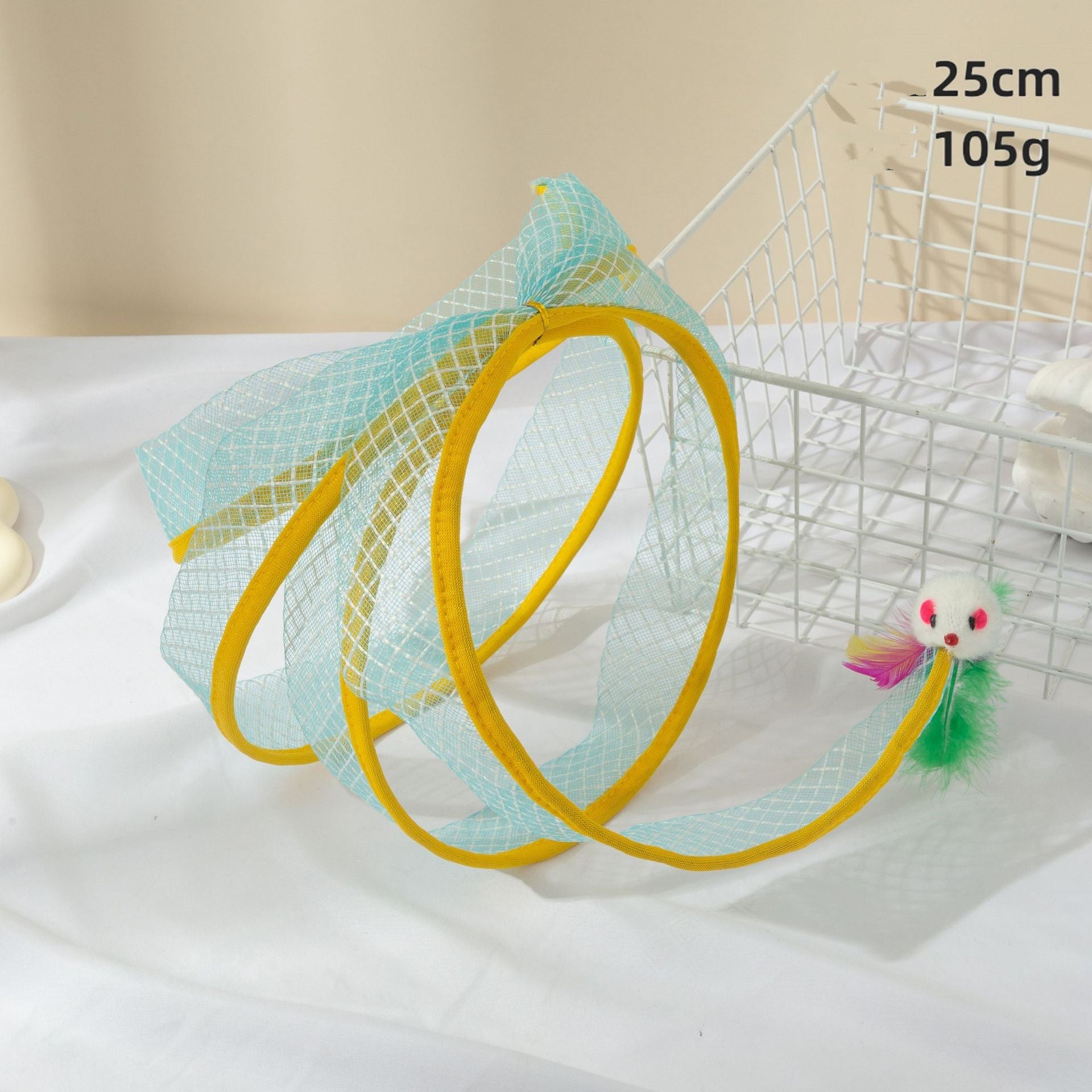 KFX-8874685 Cat Tunnel with Feather Mouse Toy - Durable Plastic Set in Various Colors (20cm & 25cm)