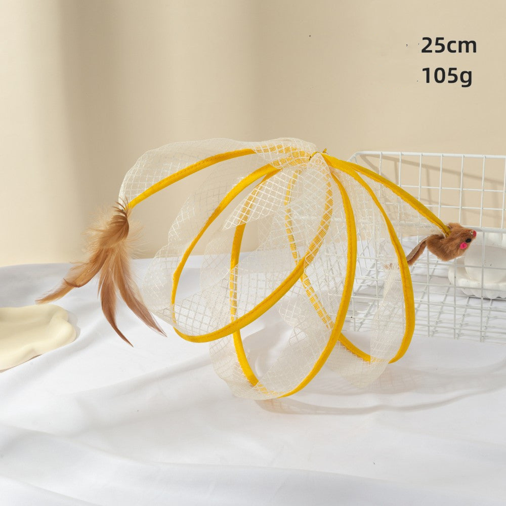 KFX-8874685 Cat Tunnel with Feather Mouse Toy - Durable Plastic Set in Various Colors (20cm & 25cm)