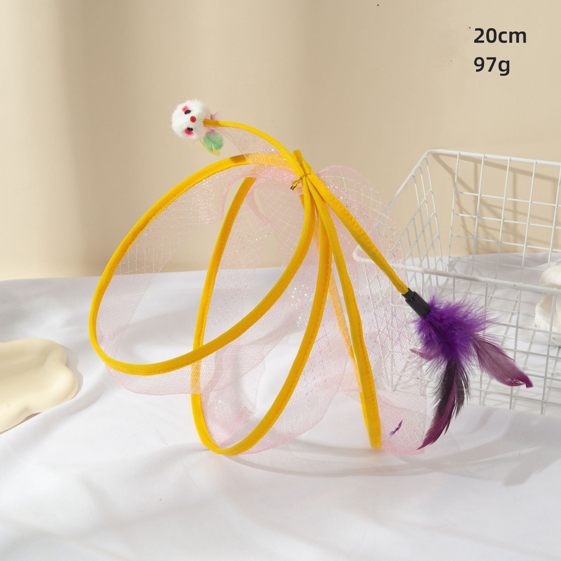 KFX-8874685 Cat Tunnel with Feather Mouse Toy - Durable Plastic Set in Various Colors (20cm & 25cm)