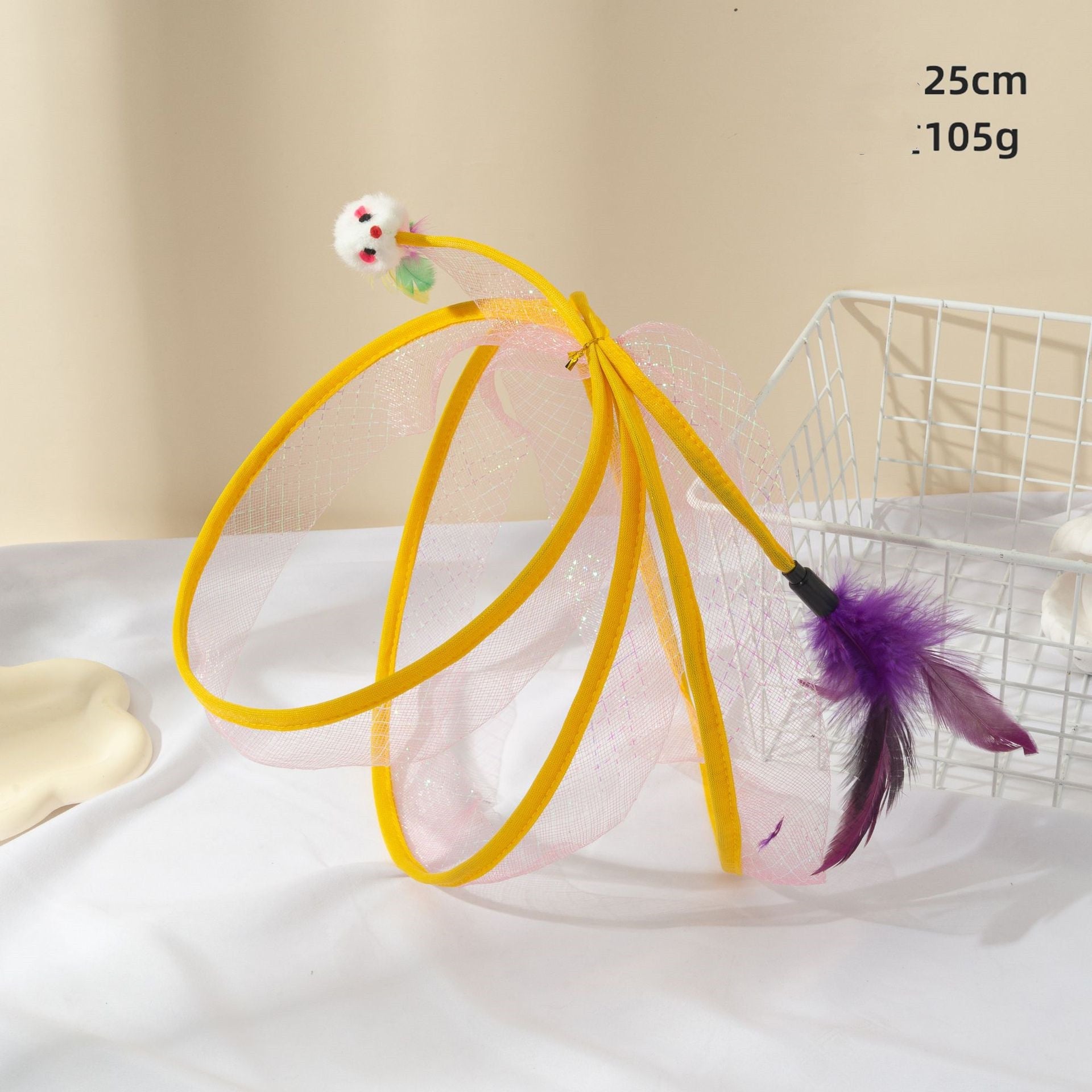 KFX-8874685 Cat Tunnel with Feather Mouse Toy - Durable Plastic Set in Various Colors (20cm & 25cm)