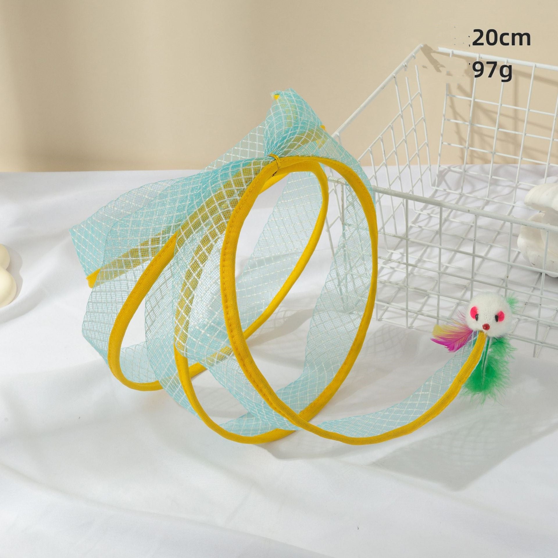 KFX-8874685 Cat Tunnel with Feather Mouse Toy - Durable Plastic Set in Various Colors (20cm & 25cm)