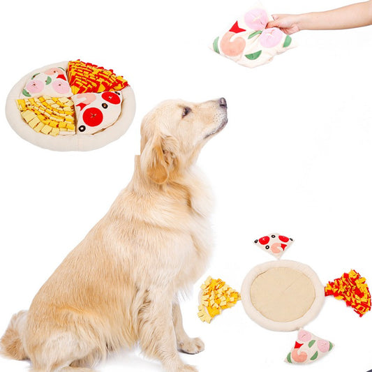 KFX-8876221 Pet Snuffle Mat for Dogs - Pizza Hidden Food Sniffing Pad for Training and Decompression, Soft Polar Fleece Surface, Non-Slip Base