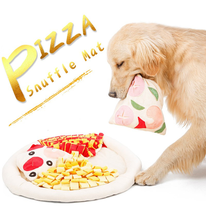 KFX-8876221 Pet Snuffle Mat for Dogs - Pizza Hidden Food Sniffing Pad for Training and Decompression, Soft Polar Fleece Surface, Non-Slip Base