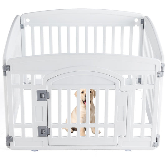KFX-8876989 Pet Playpen for Small to Medium Dogs - Portable 4 & 6 Panel Design in White and Black, Safe and Easy to Clean