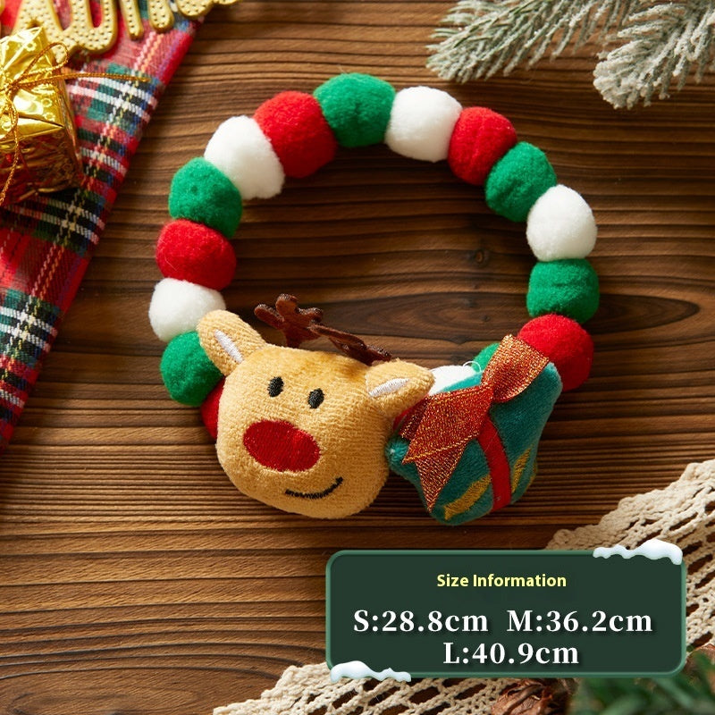 KFX-8877373 Festive Plush Christmas Pet Collars - Santa, Tree, Elk, Candy & Shoes