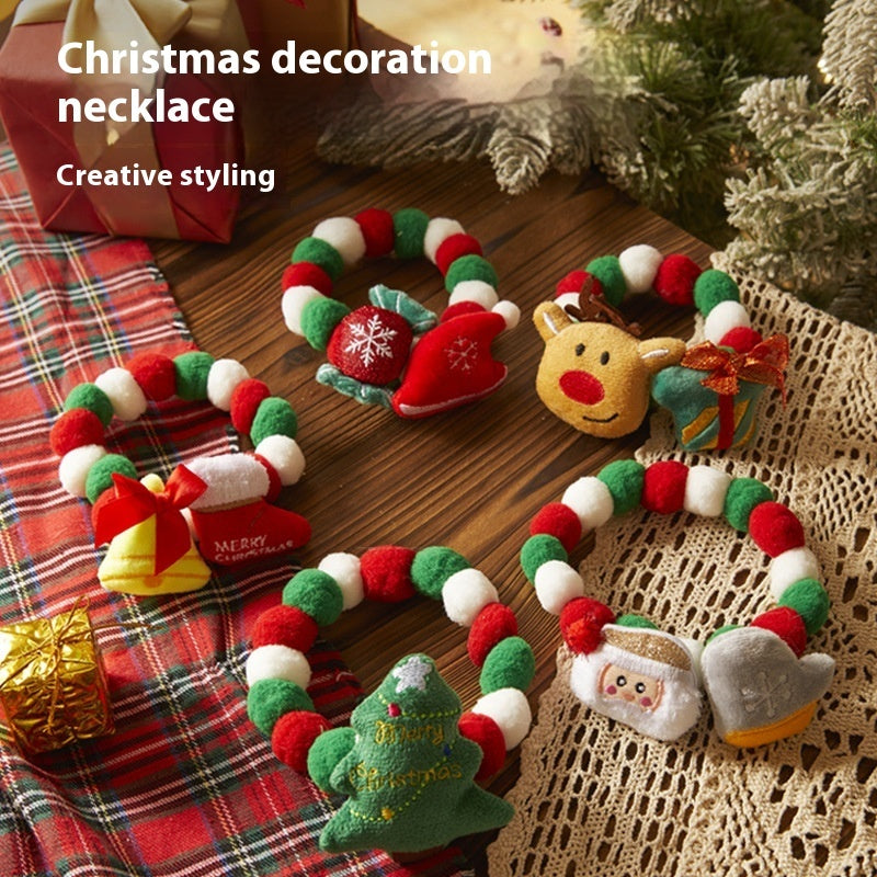 KFX-8877373 Festive Plush Christmas Pet Collars - Santa, Tree, Elk, Candy & Shoes