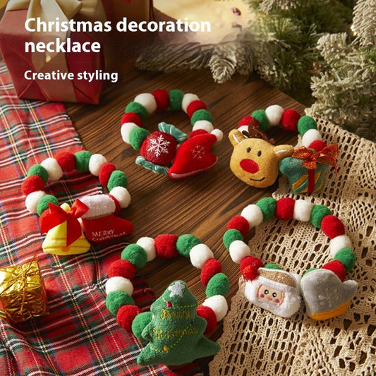 KFX-8877373 Festive Plush Christmas Pet Collars - Santa, Tree, Elk, Candy & Shoes