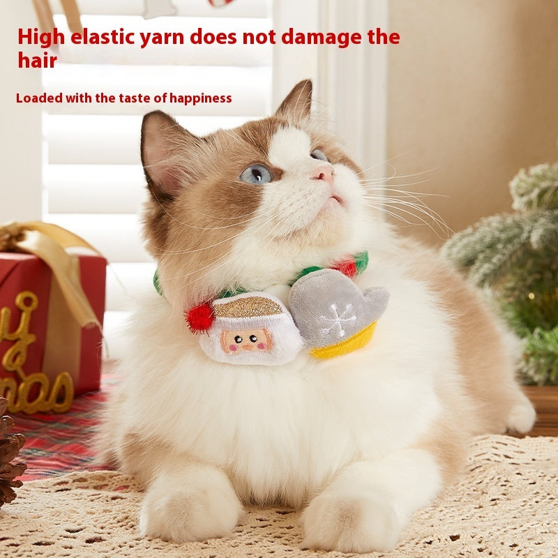 KFX-8877373 Festive Plush Christmas Pet Collars - Santa, Tree, Elk, Candy & Shoes