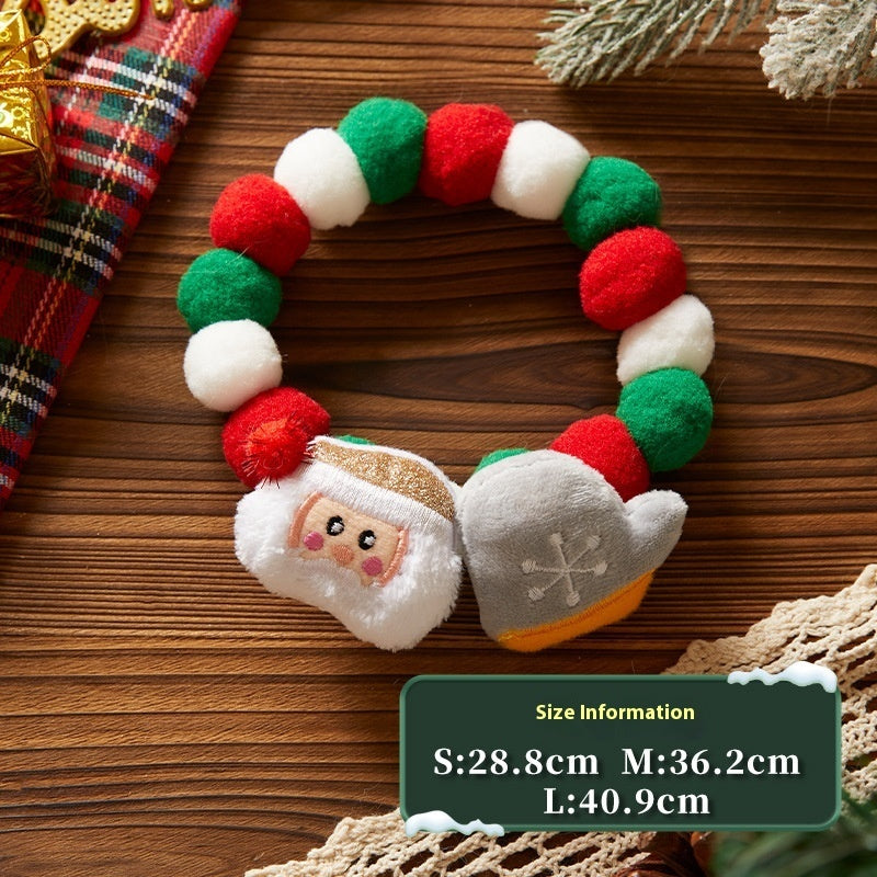KFX-8877373 Festive Plush Christmas Pet Collars - Santa, Tree, Elk, Candy & Shoes