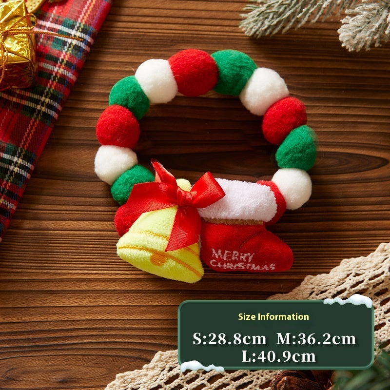 KFX-8877373 Festive Plush Christmas Pet Collars - Santa, Tree, Elk, Candy & Shoes