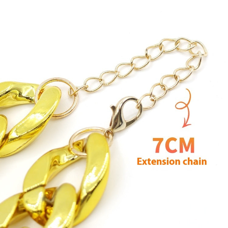 KFX-8878013 Monochrome Dog Collar Necklace for Small and Medium Pets - Tuhao Gold, Platinum, Rose Gold - 35cm with Extension Chain