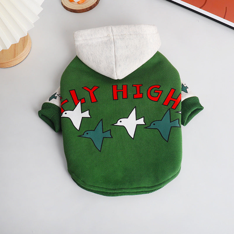 KFX-8880445 Warm Green Teddy Winter Hoodie for Pets, Sizes L to 4XL, Cotton Material